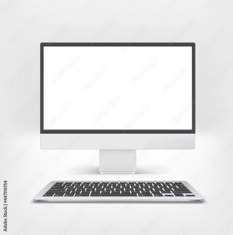 Poster Modern computer with blank screen. Vector mockup
