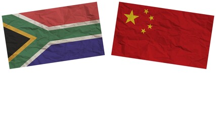 China and South Africa Flags Together Paper Texture Effect Illustration