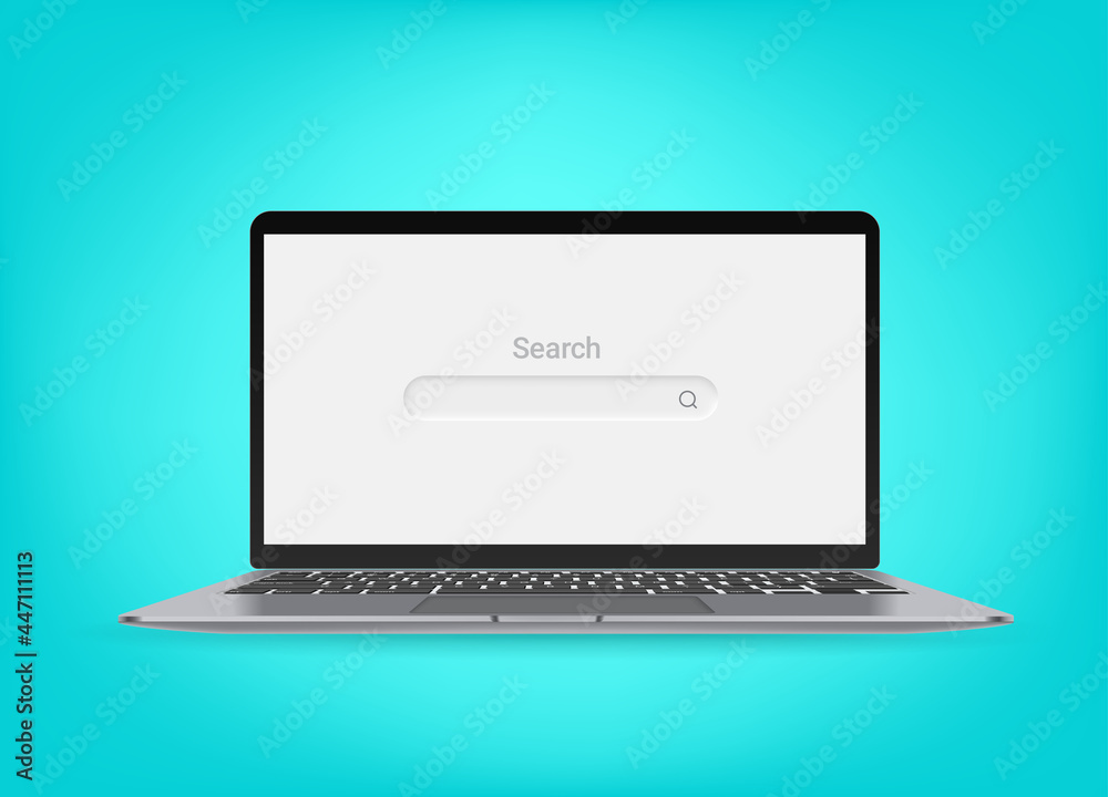 Poster Modern laptop computer with search in browser window