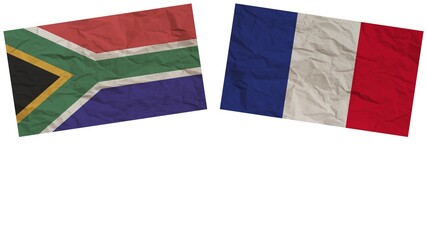 France and South Africa Flags Together Paper Texture Effect Illustration