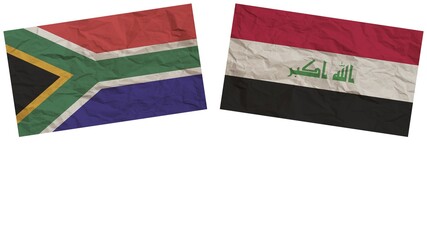Iraq and South Africa Flags Together Paper Texture Effect Illustration