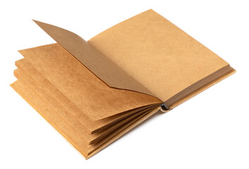 One kraft notebook isolated on white background