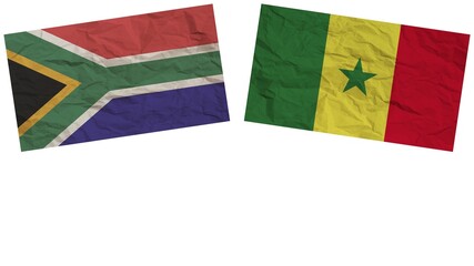 Senegal and South Africa Flags Together Paper Texture Effect Illustration