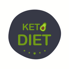Keto diet label. Food diet is a sign of nutrition. Ketogenic vector on a white background for an icon, logo, sign, label, leaflet.
