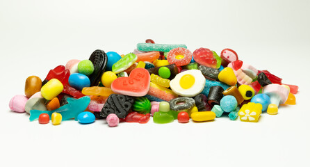 Candy, mix, color, stack, sugar, flavour, artificial, sweet