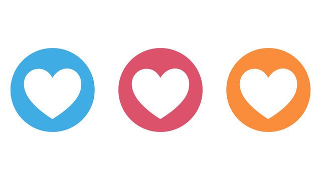Heart Buton for social media. Vector illustration, isolated on white background