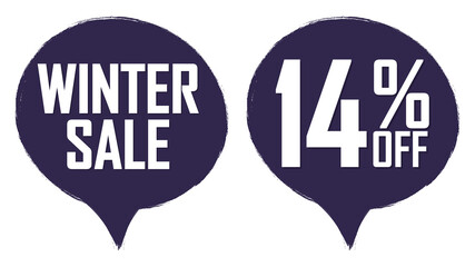 Winter Sale, 14% off, banners design template, discount tags, vector illustration