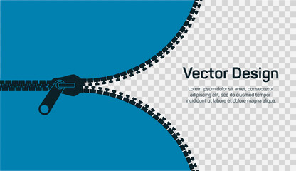Open zipper, editable template. Stylish blue background for banner, landing page, flyer, cover, stories etc © NK