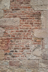 Fototapeta premium old antique wall made of brickstone in french castle near Auxonne
