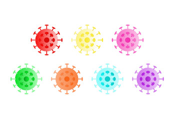 Coronavirus, covid-19 symbol graphic on a white background, red yellow pink green orange blue violet color