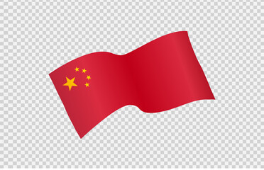 Waving flag of  China isolated  on png or transparent  background,Symbol of  China,template for banner,card,advertising ,promote, TV commercial, ads, web, vector illustration