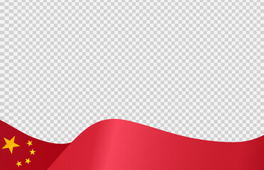 Obraz premium Waving flag of China isolated on png or transparent background,Symbol of China,template for banner,card,advertising ,promote, TV commercial, ads, web, vector illustration