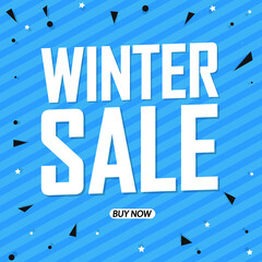 Winter Sale, discount poster design template. Promotion banner for shop or online store, vector illustration.