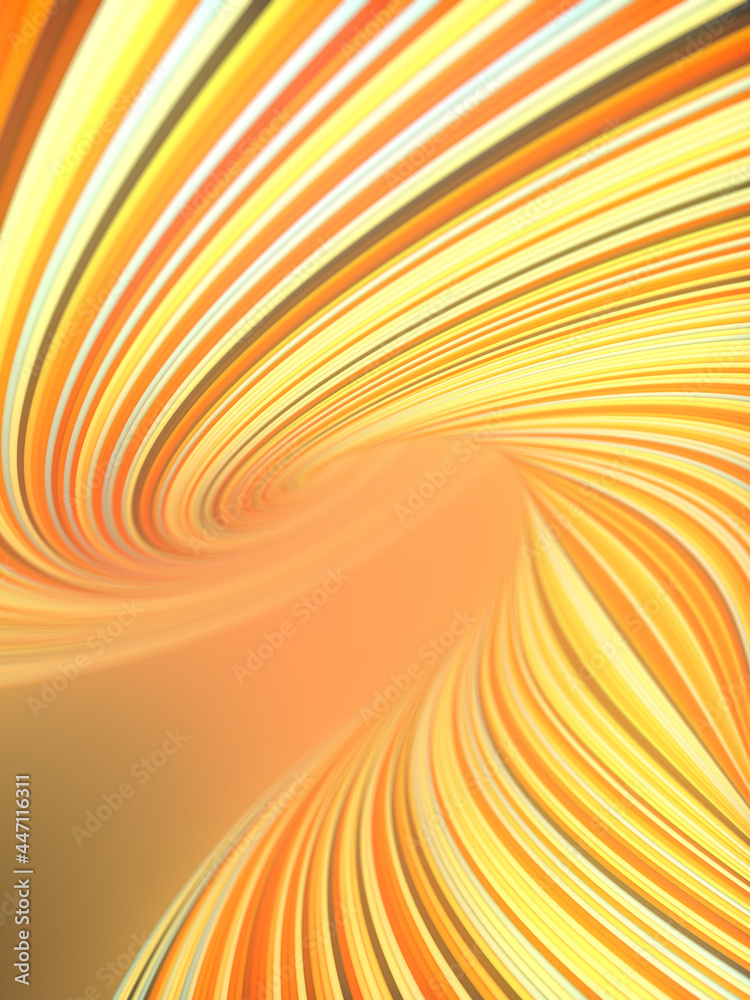 Aufkleber Wavy digital illustration of striped pattern twisted colored lines with depth of field. 3d rendering creative design