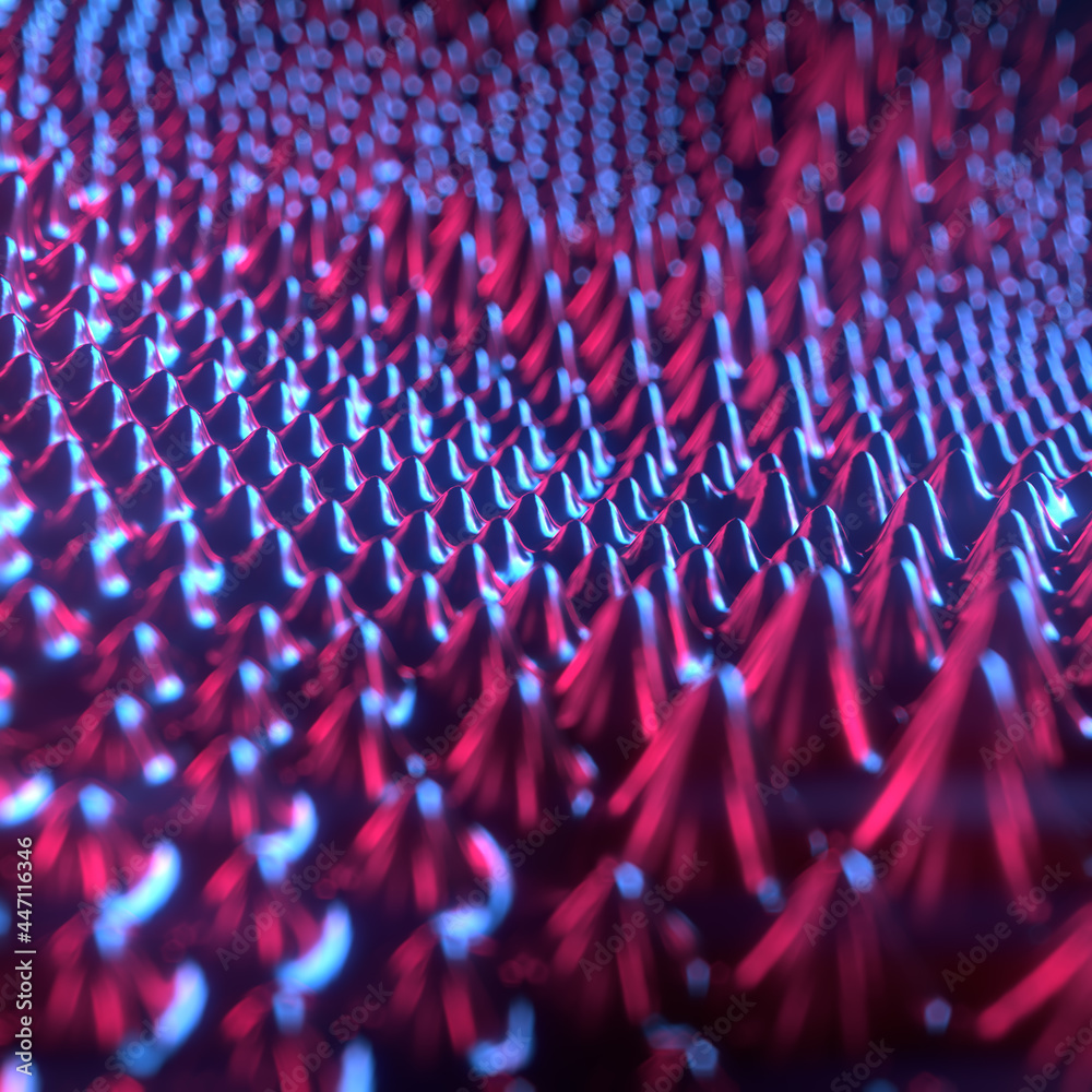 Aufkleber 3d rendering digital illustration of multi colored shiny ferromagnetic fluid with depth of field. Luxury design template