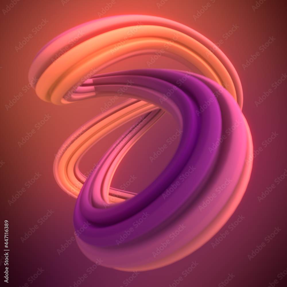 Poster soft curved abstract line. contemporary cover design. 3d rendering colorful geometric background