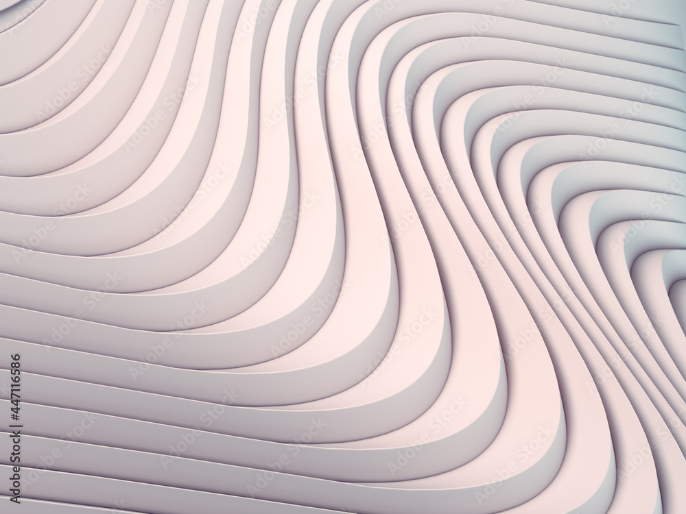 Aufkleber Abstract white waves and lines pattern. Futuristic background. 3d rendering