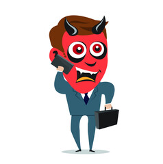 vector; design; concept; creative; internet; marketing; online; network; business; company; store; money; commerce; ecommerce; global; buy; sale; cartoon; character; manangry; Devil