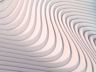 Abstract white waves and lines pattern. Futuristic background. 3d rendering