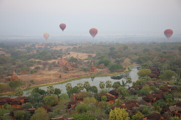 Hot air balloons over Bagan, Myanmar