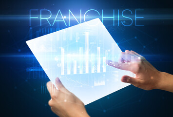 Hand holding futuristic, business concept