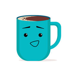 Illustration of a colored cup with emotions of surprise