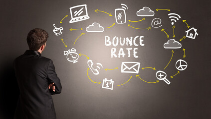 businessman drawing social media icons