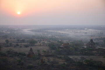 View of sunrise in Bagan, Myanmar