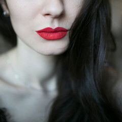 Fototapeta premium close up portrait of a woman, red lips