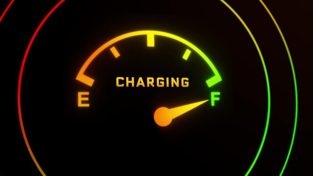 Electric Fuel Gauge Full Animation on Car Dashboard Empty Fuel to Full Warning Light. Fills up petrol meter. fuel vehicle car gas vehicle gauge empty diesel empty full fuel Background.