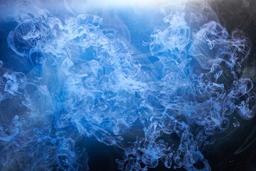 Abstract blue ocean background. Underwater swirling smoke, vibrant sea colors wallpaper, wave paint in water