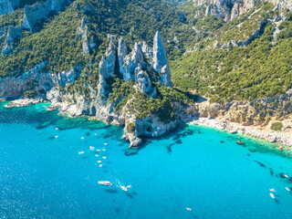 Cala Goloritze, Orosei Gulf, East Sardinia, Italy. Aerial view - obrazy, fototapety, plakaty