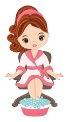 Beautiful Young Girl Doing Pedicure and Manicure