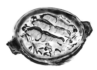 【鮭ちゃんちゃん焼き】手描き筆書きイラスト素材