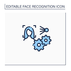 Software line icon. Face ID recognition software. Automatically technology biometric verification.Identity detection concept. Isolated vector illustration.Editable stroke