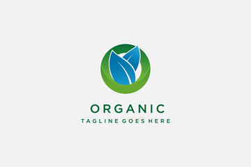 logotype letter O with leaf in green color for herbal . organic, botanical. vegan logo design illustration template
