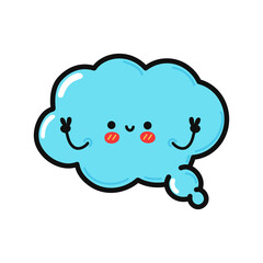 Cute funny speech bubble character. Vector hand drawn cartoon kawaii character illustration icon. Isolated on white background. Speech bubble character concept