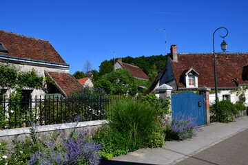 Fototapeta na wymiar Chedigny, France - july 11 2020 : the flowered village of Chedigny