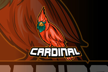 bird cardinal esport and sport mascot logo design in modern illustration concept for team badge, emblem and thirst printing