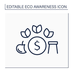 Eco friendly lifestyle line icon.Minimalistic living conditions. Less using, consumption unnecessary things.Eco awareness concept. Isolated vector illustration. Editable stroke