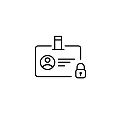 User id security icon. Identity card with lock symbol. Pixel perfect, editable stroke