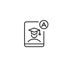 E-learning student in a graduation cap getting A grade icon. Pixel perfect, editable stroke