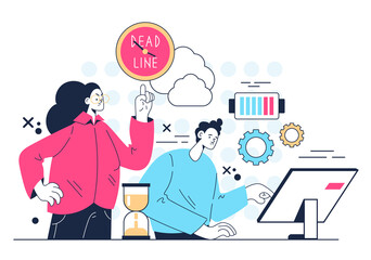 Office paperwork deadline concept. Vector flat graphic design illustration