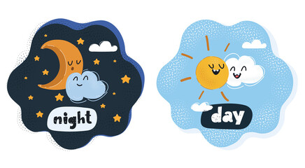 Vector illustration of day and night concept.