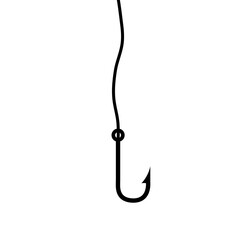Fishing hook icon, logo isolated on a white background