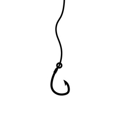 Fishing hook icon, logo isolated on a white background