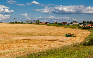 Fototapeta na wymiar harvester working in the field harvesting wheat. High quality photo