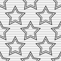 Simple empty stars and striped wallpaper. Vector repeated stars wallpaper.