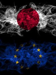 Smoke flags of Japan, Japanese and Europe, European, European Union