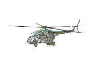 Stylised illustration of a Helicopter. - 447131541